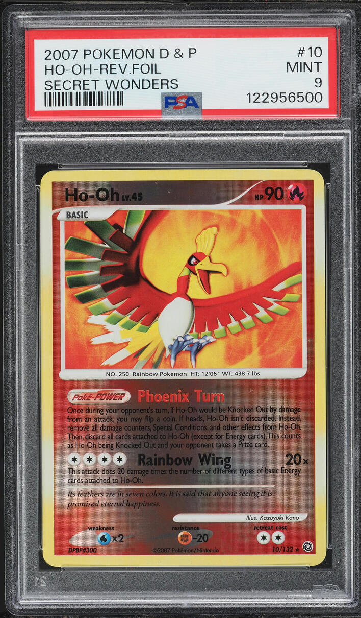 2007 Pokemon Diamond & Pearl Secret Wonders Reverse Holo Ho-Oh #10 PSA 9 MINT