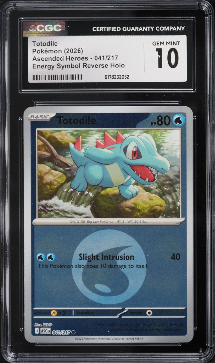 2026 Pokemon Mega Evolution Ascended Heroes Energy Symbol Reverse Holo Totodile #041 CGC 10 GEM