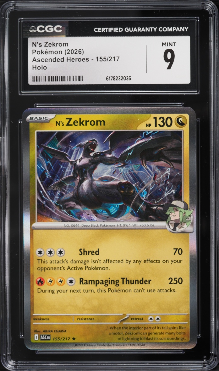 2026 Pokemon Mega Evolution Ascended Heroes Holo N's Zekrom #155 CGC 9 MINT