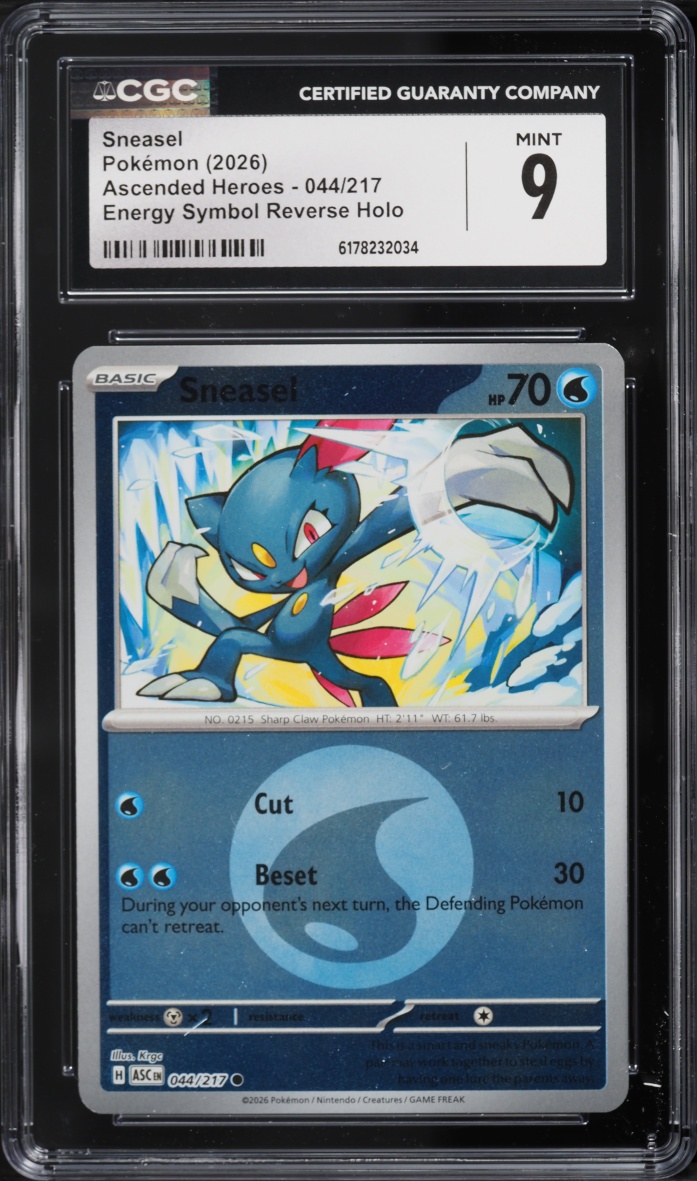 2026 Pokemon Mega Evolution Ascended Heroes Energy Symbol Reverse Holo Sneasel #044 CGC 9 MINT