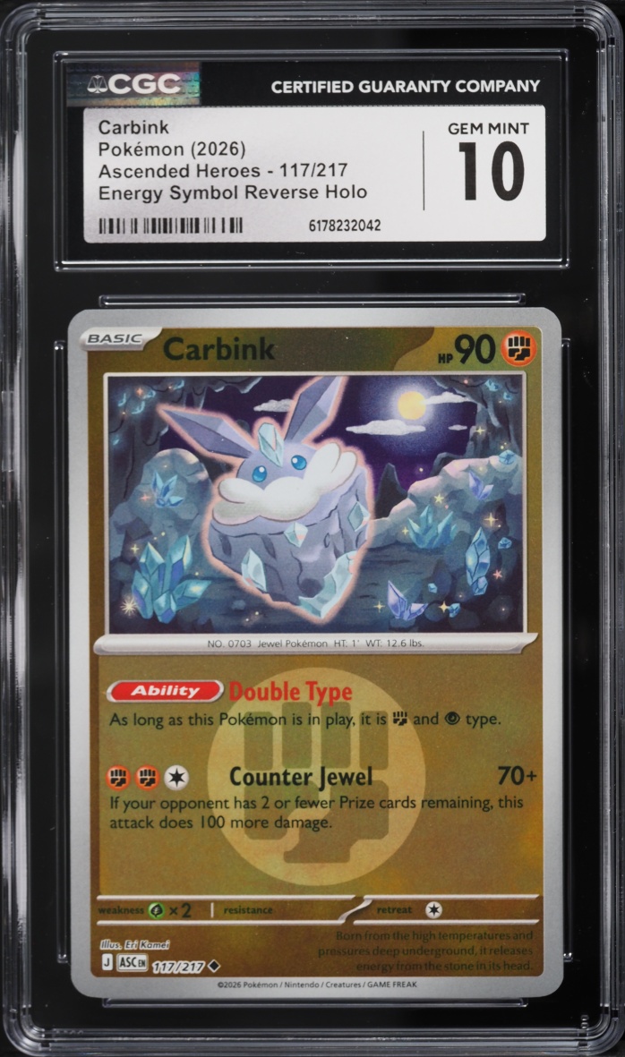 2026 Pokemon Mega Evolution Ascended Heroes Energy Symbol Reverse Holo Carbink #117 CGC 10 GEM