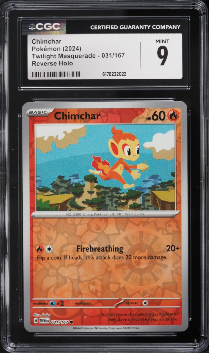 2024 Pokemon Scarlet & Violet Twilight Masquerade Reverse Holo Chimchar #31 CGC 9 MINT