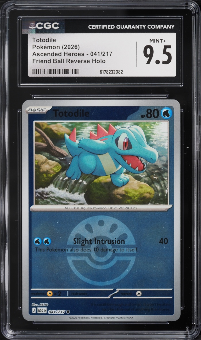 2026 Pokemon Mega Evolution Ascended Heroes Friend Ball Reverse Holo Totodile #41 CGC 9.5 MINT+
