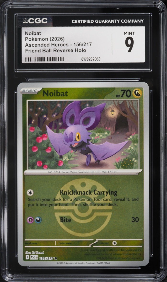 2026 Pokemon Mega Evolution Ascended Heroes Friend Ball Reverse Holo Noibat #156 CGC 9 MINT