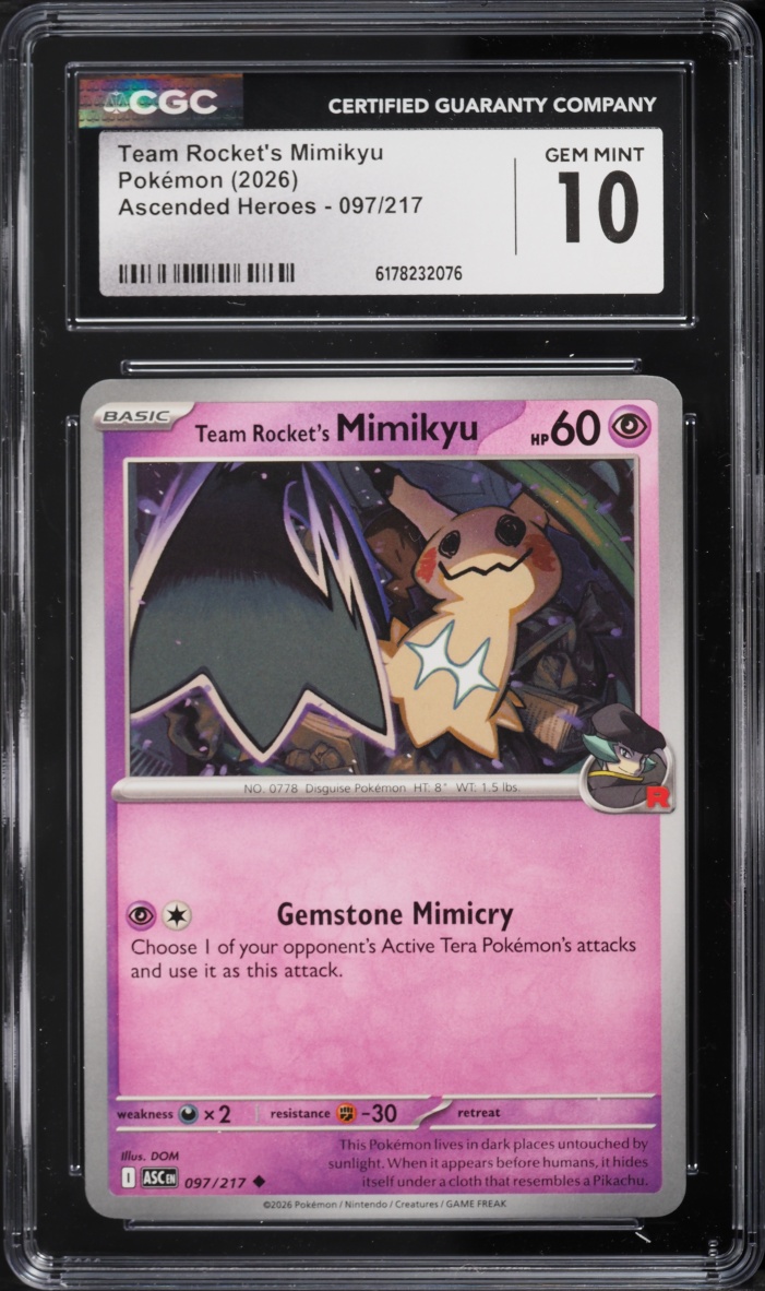 2026 Pokemon Mega Evolution Ascended Heroes Team Rocket's Mimikyu #097 CGC 10 GEM MINT