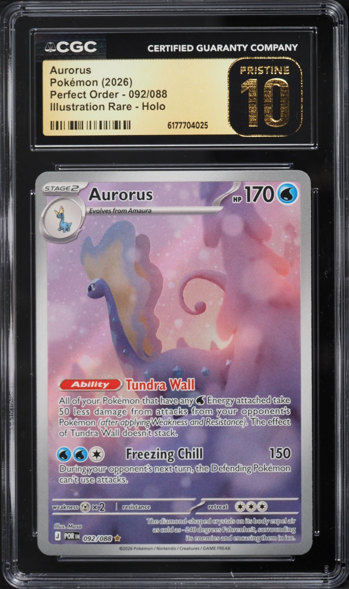 2026 Pokemon Mega Evolution Perfect Order IR Aurorus #92 CGC 10 PRISTINE