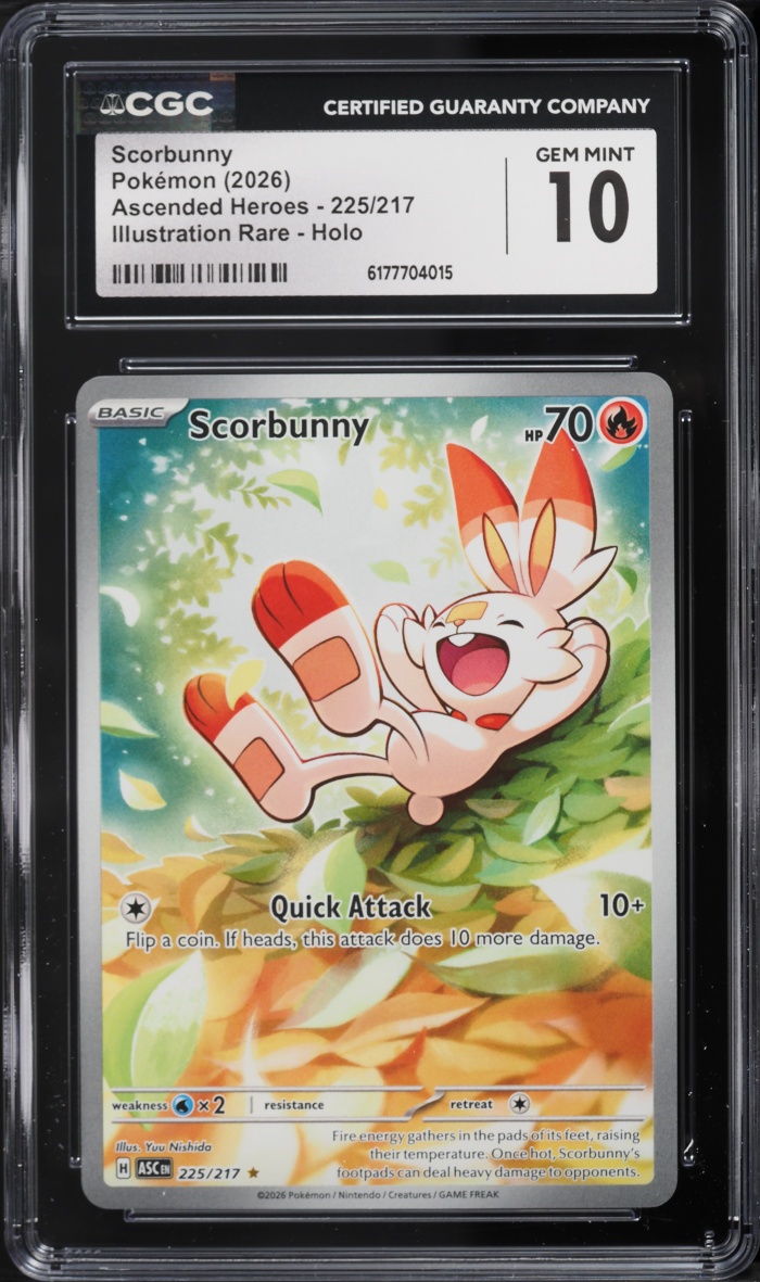 2026 Pokemon Mega Evolution Ascended Heroes IR Scorbunny #225 CGC 10 GEM MINT