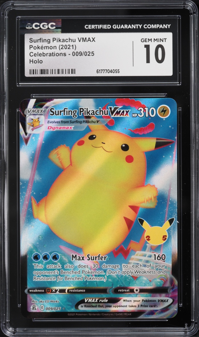 2021 Pokemon Sword & Shield Celebrations Full Art Surfing Pikachu VMAX #9 CGC 10 GEM MINT