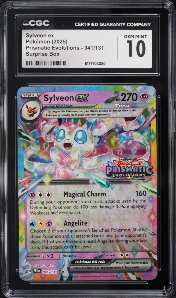 2025 Pokemon Scarlet & Violet Prismatic Evolutions Surprise Box Sylveon EX #41 CGC 10 GEM MINT