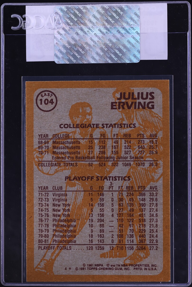 1981 Topps Basketball Julius Erving #E104 CGC AUTH