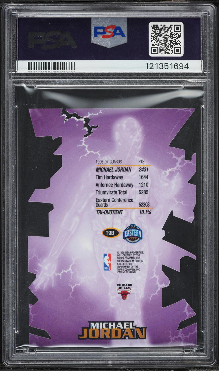 1997 Stadium Club Triumvirate Luminescent Michael Jordan #T9B PSA 8 NM-MT