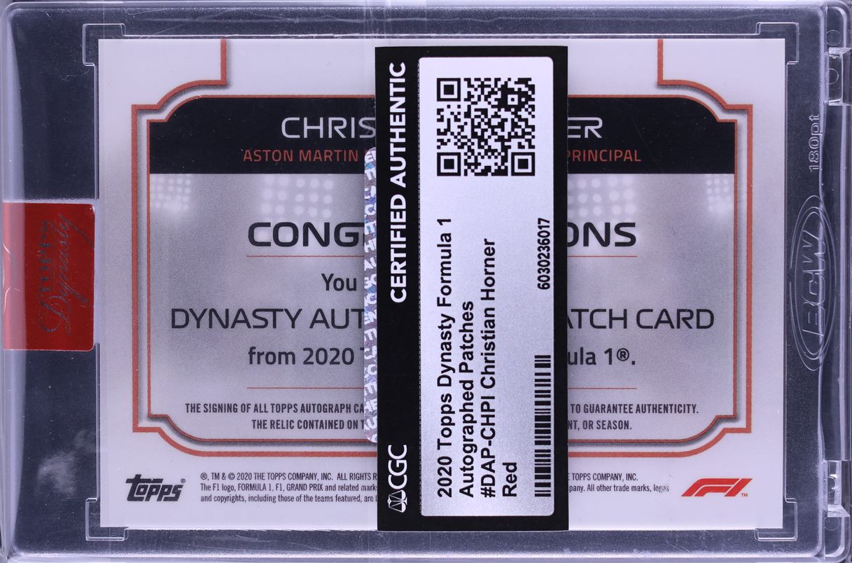 2020 Topps Dynasty Formula 1 F1 Red Christian Horner PATCH AUTO /5 CGC AUTH