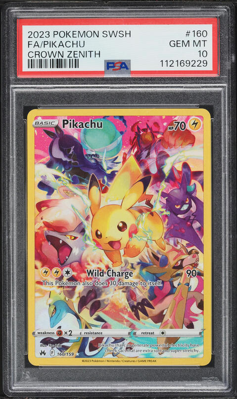 2023 Pokemon Sword & Shield Crown Zenith Full Art Pikachu #160 PSA