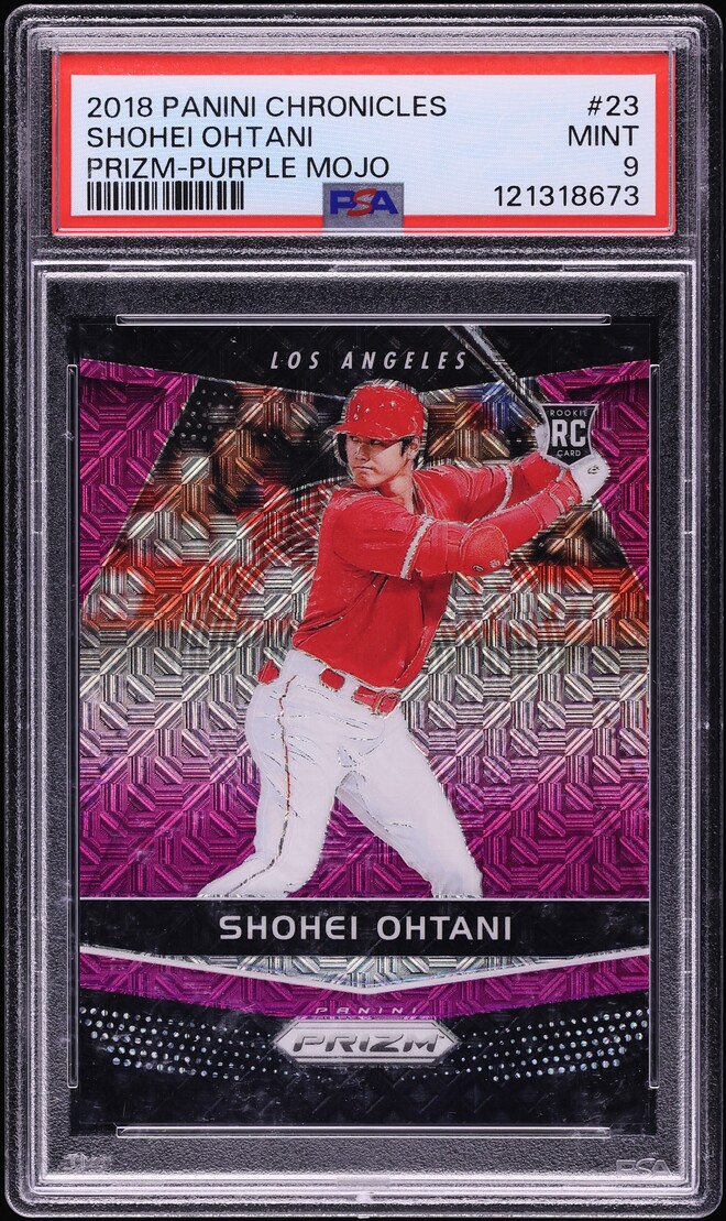 2018 Panini Chronicles Prizm Purple Mojo Shohei Ohtani ROOKIE /99 #23 PSA 9 MINT - Photo 1