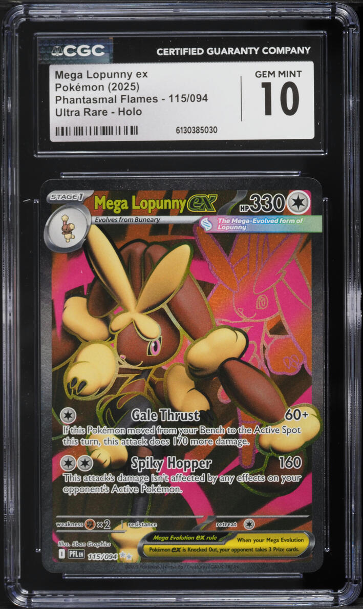 2025 Pokemon Mega Phantasmal Flames Full Art Mega Lopunny ex #115 CGC 10 GEM MINT