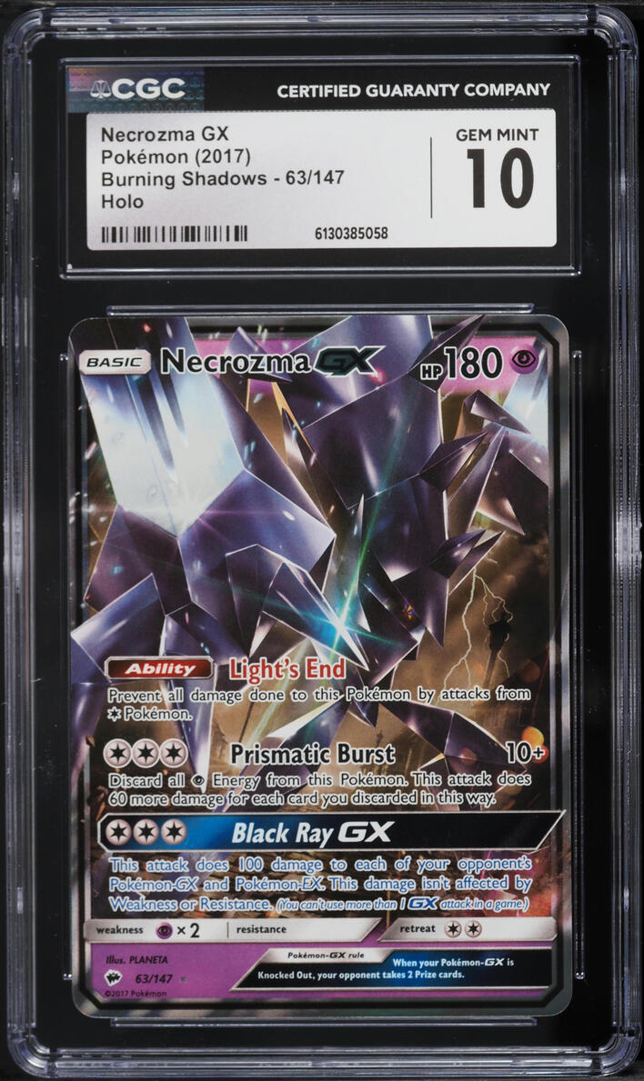 2017 Pokemon Sun & Moon Burning Shadows Holo Necrozma GX #63 CGC 10 GEM MINT