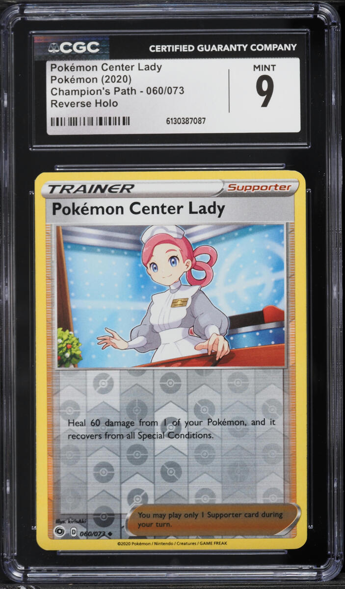 2020 Pokemon Sword & Shield Champion's Path Reverse Holo Pokemon Center Lady #060 CGC 9 MINT