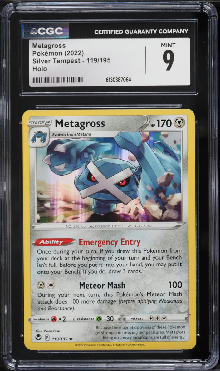 2022 Pokemon Sword & Shield Silver Tempest Holo Metagross #119 CGC 9 MINT