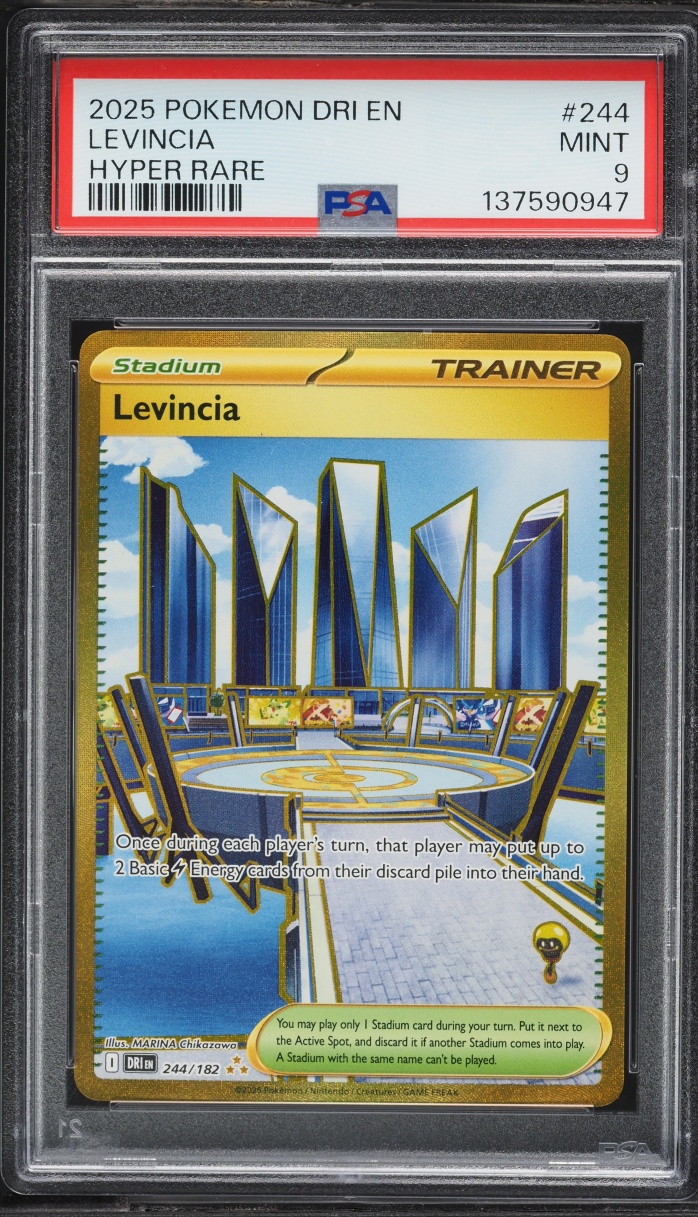 2025 Pokemon Scarlet & Violet Destined Rivals Gold Rare Levincia #244 PSA 9 MINT