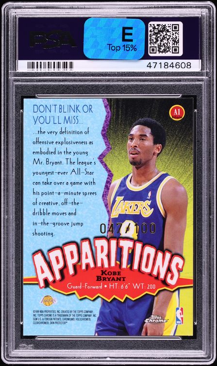 1998 Topps Chrome Apparitions Refractor Kobe Bryant /100 #A1 PSA 10 GEM MINT