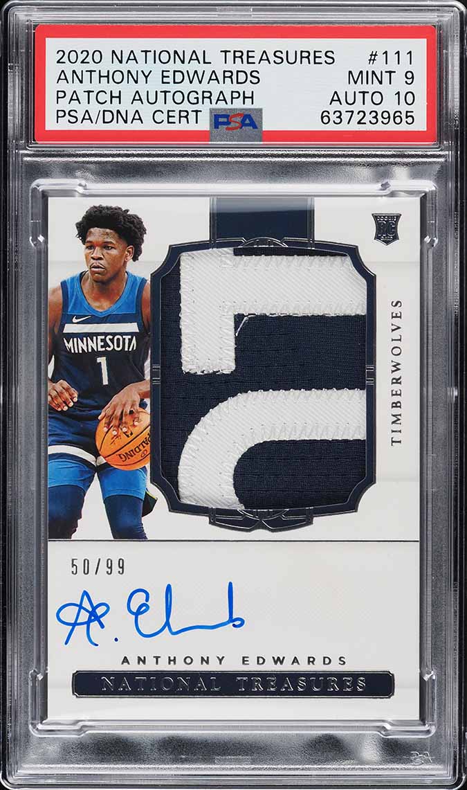 2020 National Treasures Anthony Edwards ROOKIE PATCH AUTO DNA 10 /99 #111 PSA 9