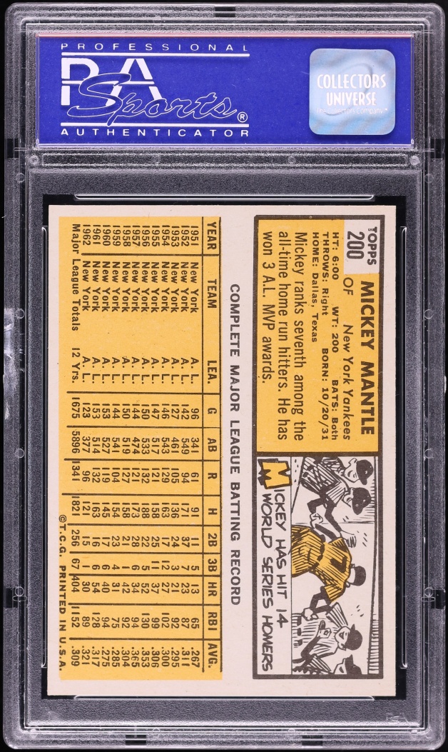 1963 Topps Mickey Mantle #200 PSA 8 NM-MT