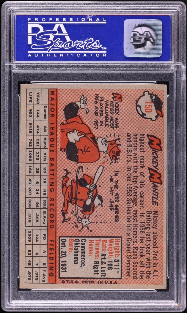 1958 Topps Mickey Mantle #150 PSA 8 NM-MT