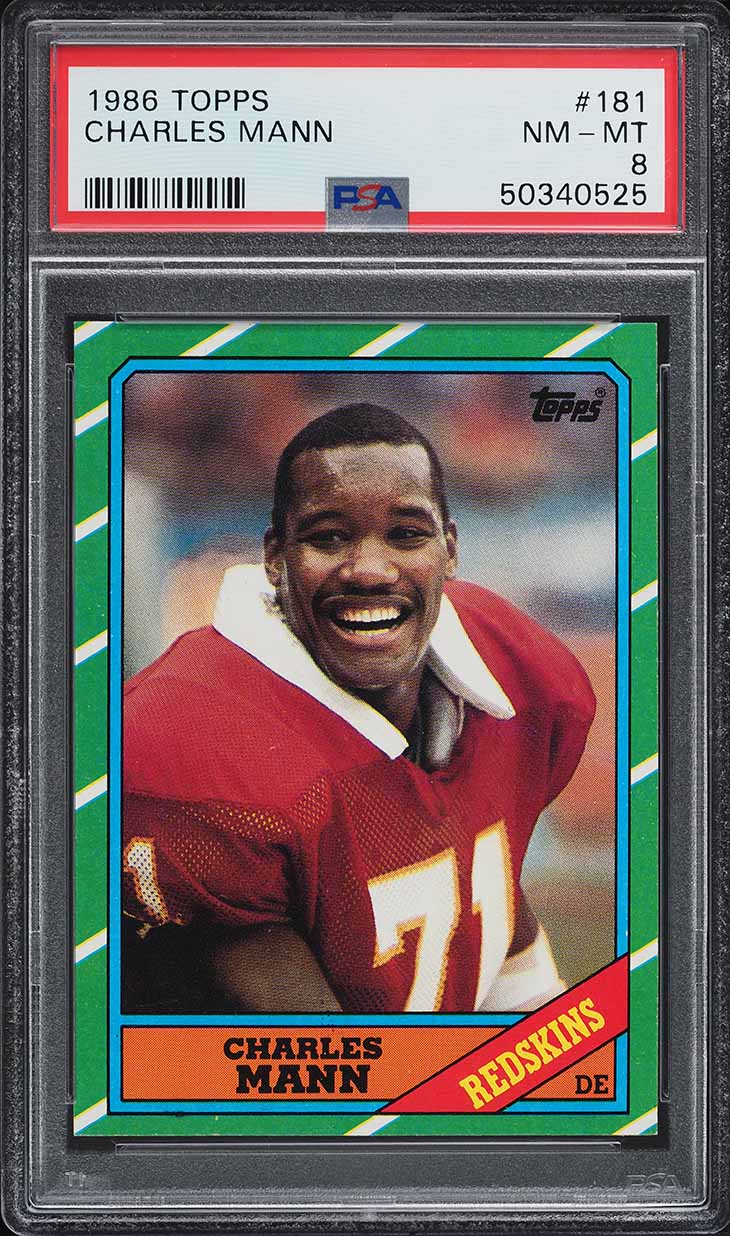 1986 Topps Football Charles Mann ROOKIE #181 PSA 8 NM-MT