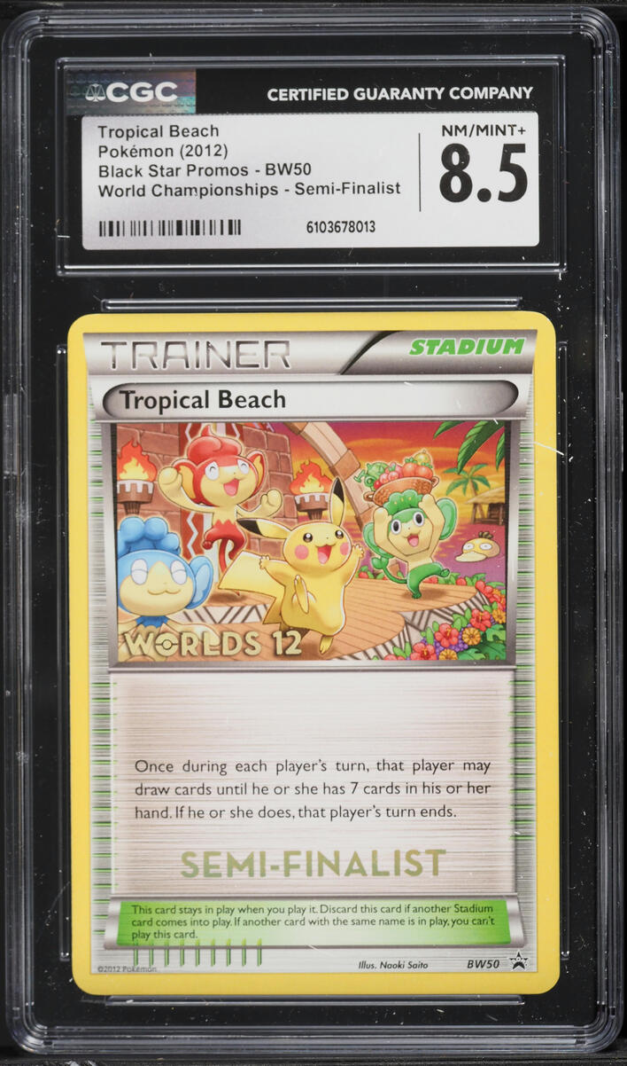 2012 Pokemon BW Promo World Championships Semi-Finalist Tropical Beach #BW50 CGC 8.5 NM-MT+