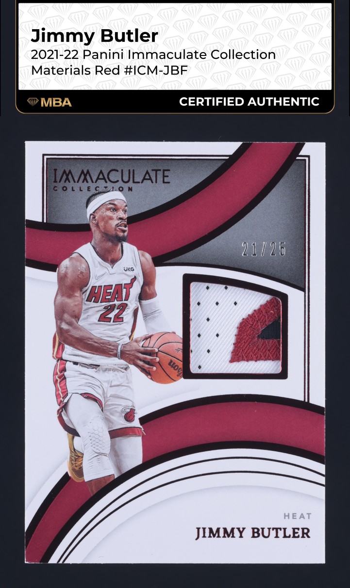 2021 Immaculate Collection Red Jimmy Butler PATCH /25 #ICM-JBF MBA AUTH ...