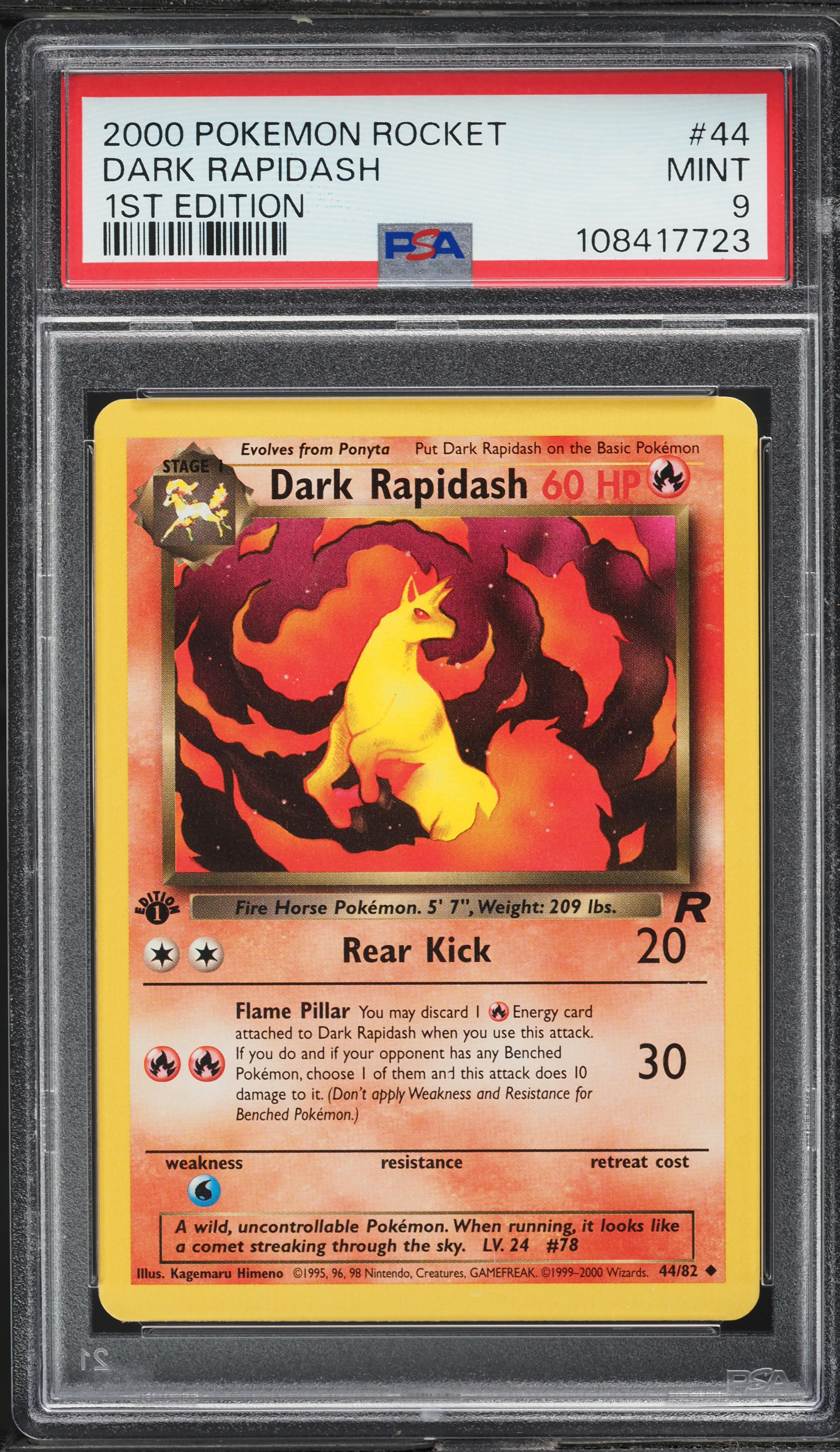2000 Pokemon Team Rocket 1st Edition Dark Rapidash #44 PSA 9 MINT