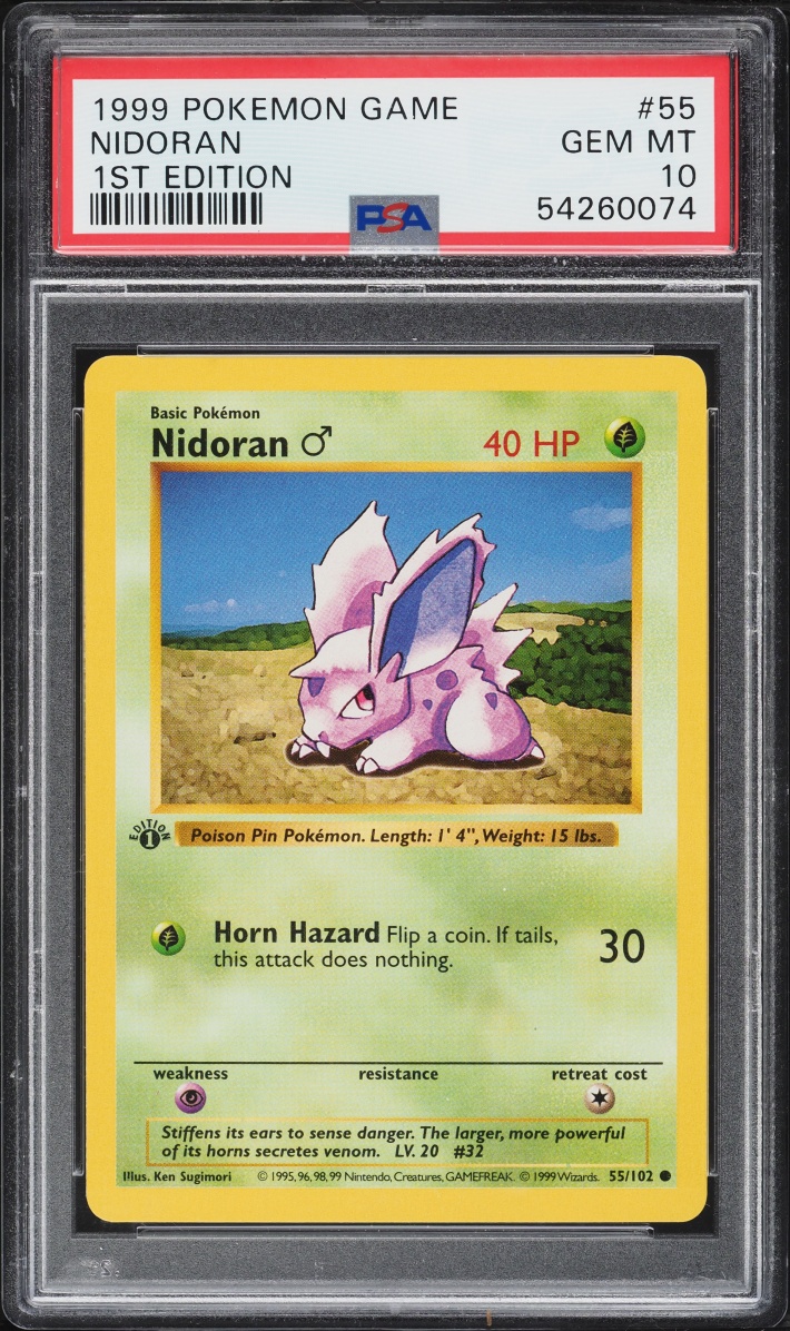 1999 Pokemon Base Set Shadowless 1st Edition Nidoran #55 PSA 10 GEM MINT