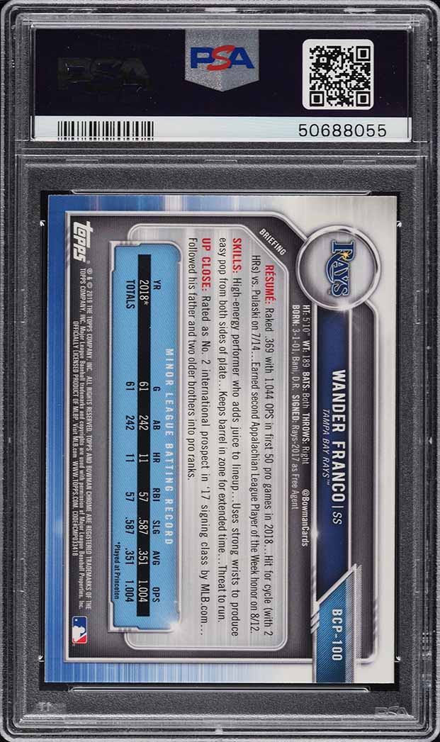 2019 Bowman Chrome Mega Box Wander Franco PROSPECT #100 PSA 10 GEM MINT