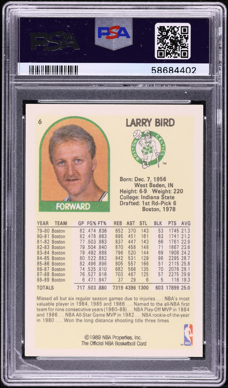 1990 Hoops Superstars Larry Bird #6 PSA 9 MINT