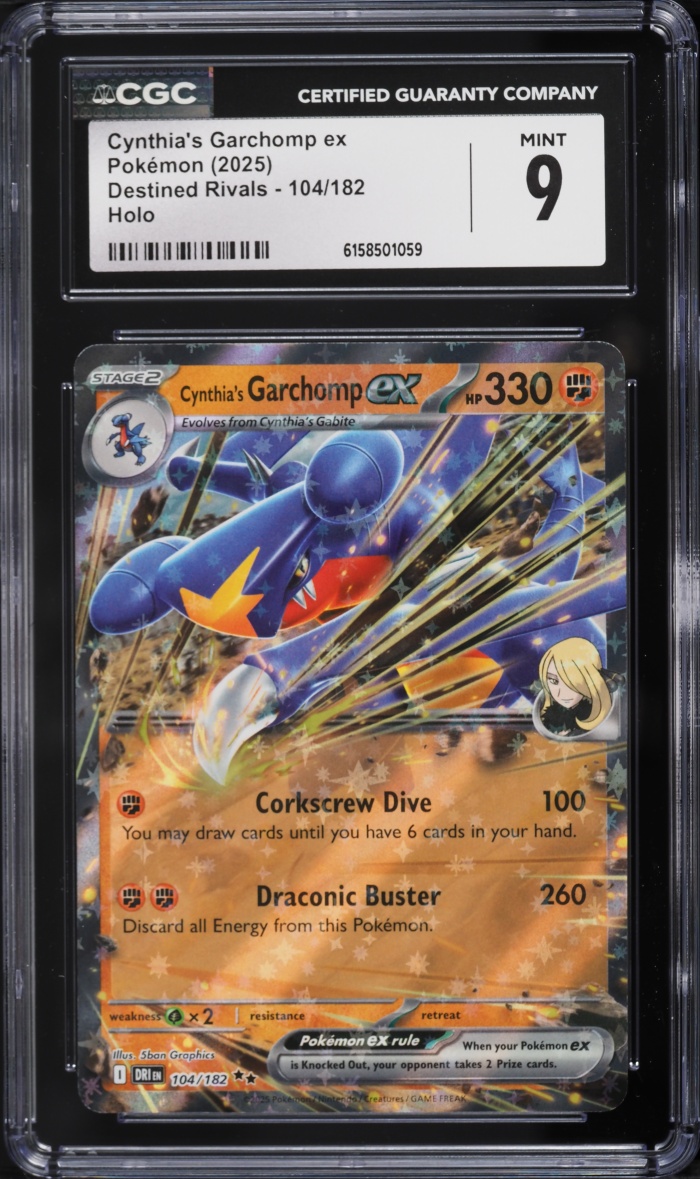 2025 Pokemon Scarlet & Violet Destined Rivals Holo Cynthia's Garchomp EX #104 CGC 9 MINT