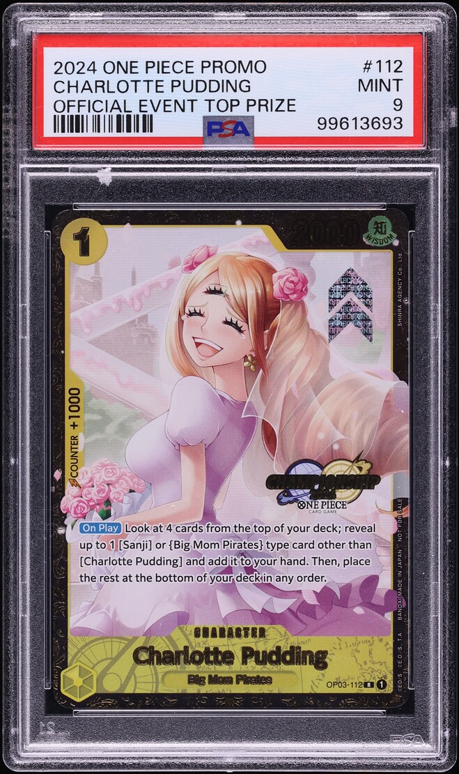 2024 One Piece Promo Official Event Top Prize Charlotte Pudding #OP03-112 PSA 9 MINT