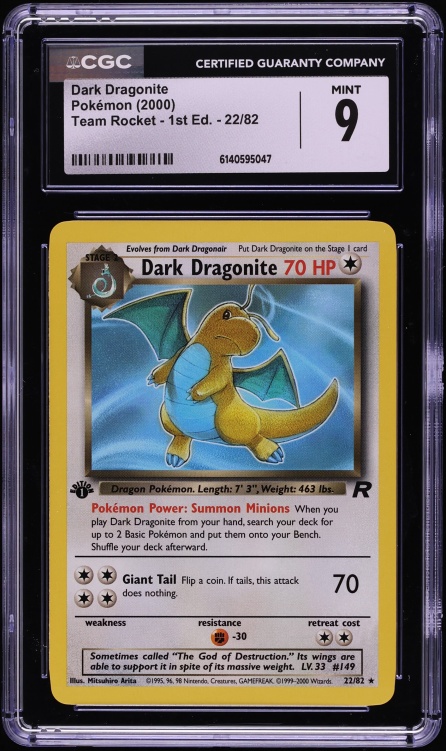 2000 Pokemon Team Rocket 1st Edition Dark Dragonite #22 CGC 9 MINT