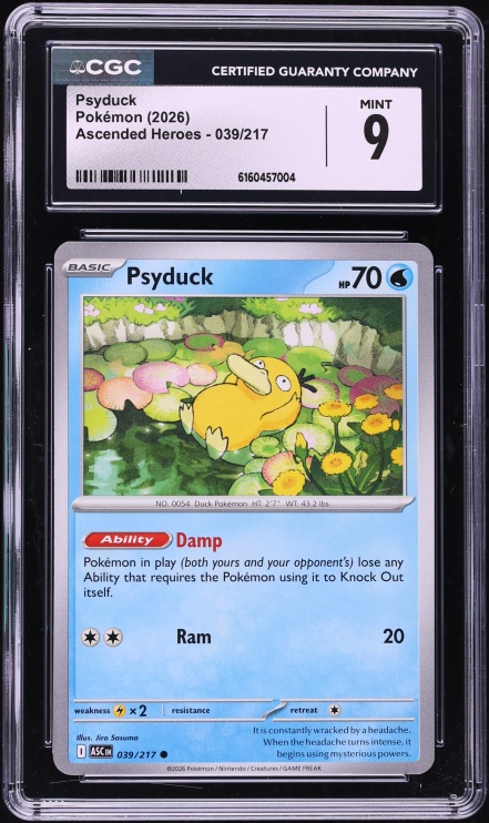 2026 Pokemon Mega Evolutions Ascended Heroes Psyduck #039 CGC 9 MINT