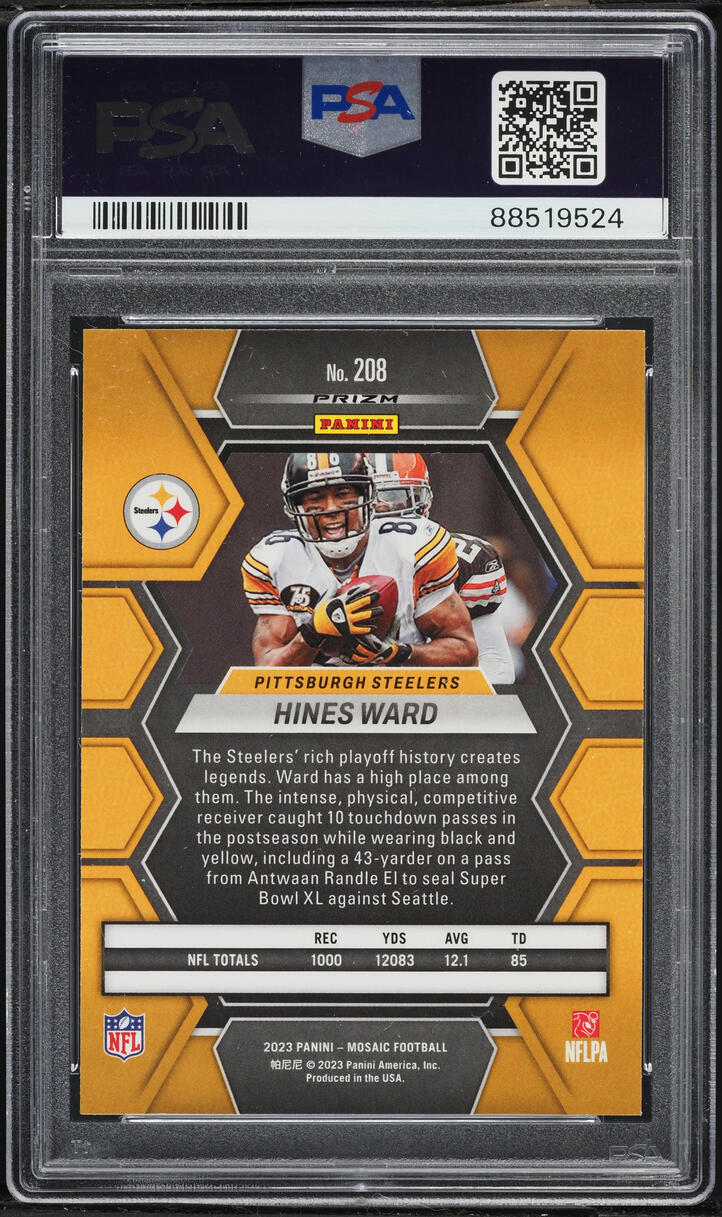 2023 Panini Mosaic Genesis Hines Ward #208 PSA 10 GEM MINT