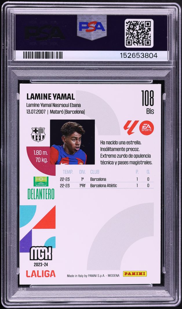 2023 Panini Megacracks LaLiga EA Sports Lamine Yamal ROOKIE #108BIS PSA 8 NM-MT