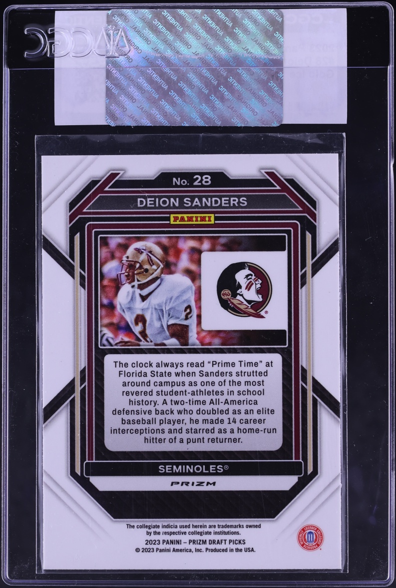 2023 Panini Prizm Draft Picks Gold Ice Deion Sanders #28 CGC AUTH