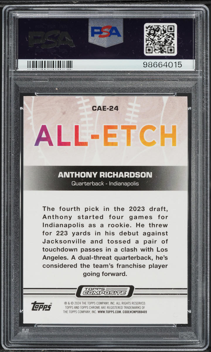 2023 Topps Composite Chrome All-Etch Anthony Richardson ROOKIE #CAE24 PSA 10 GEM