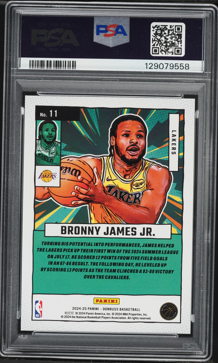 2024 Donruss Net Marvels Holo Blu Laser Bronny James Jr. ROOKIE /49 #11 PSA 10 GEM MINT