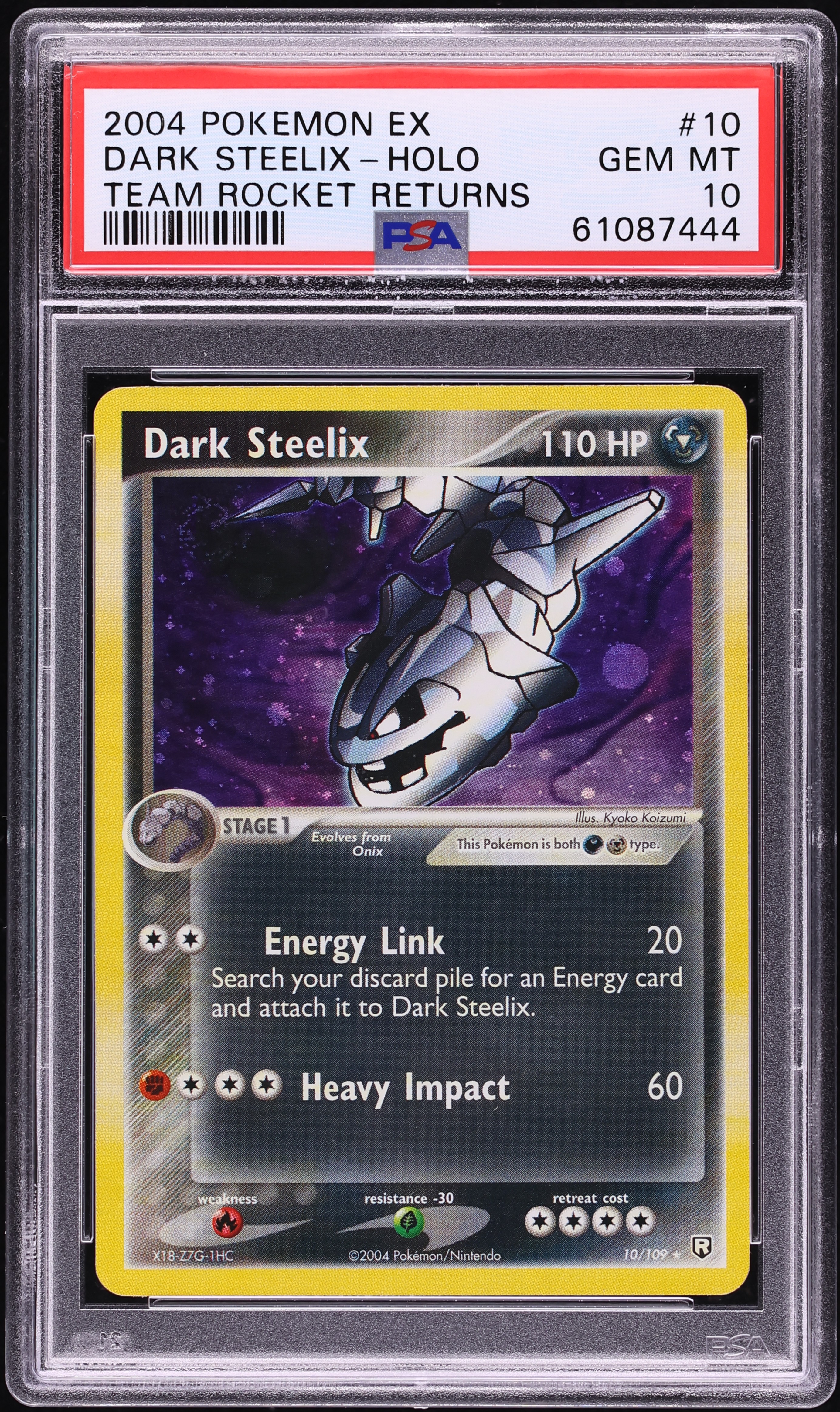 2004 Pokemon EX Team Rocket Returns Holo Dark Steelix #10 PSA 10 GEM MINT