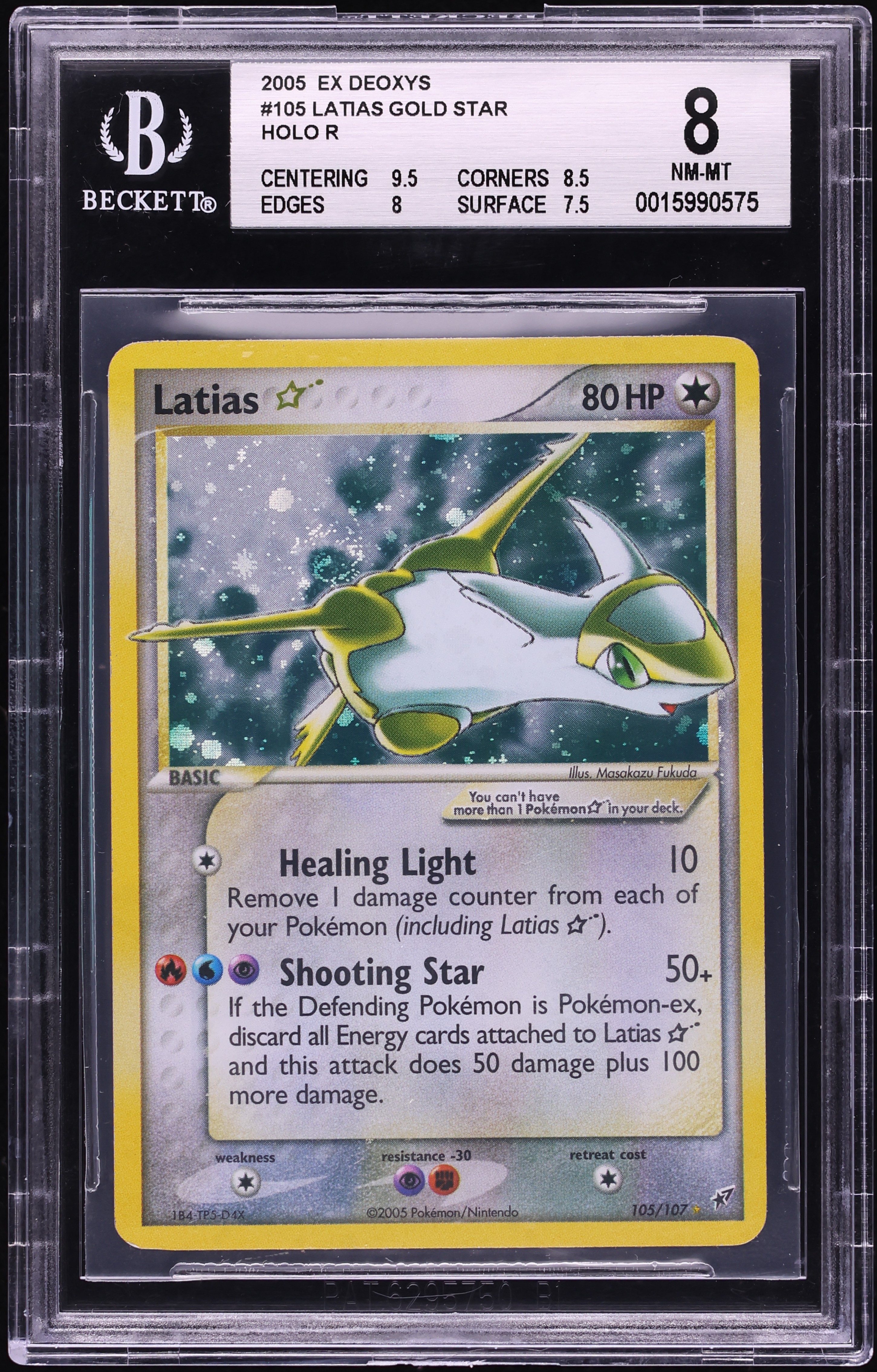 2005 Pokemon EX Deoxys Holo Latias Gold Star #105 BGS 8 NM-MT