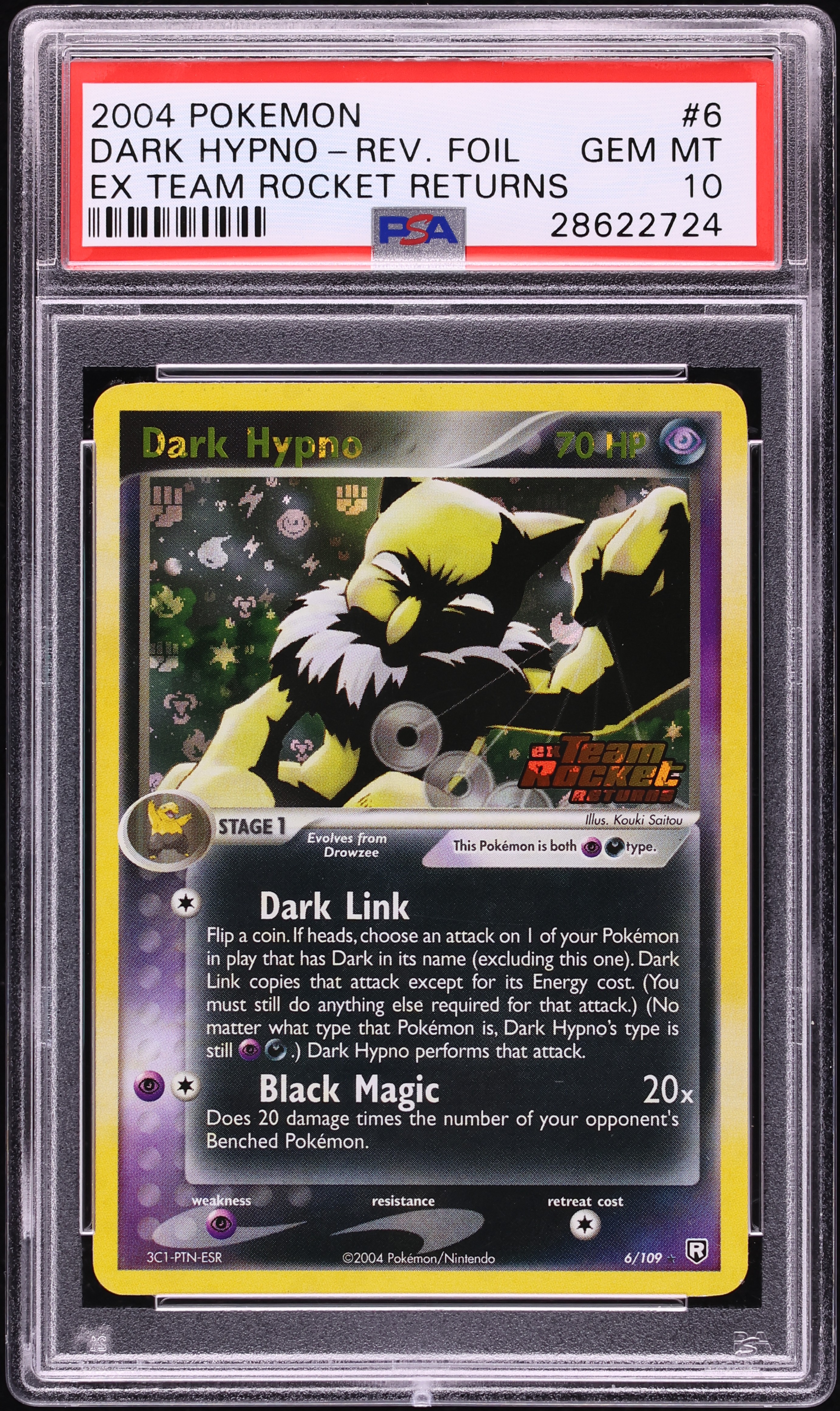 2004 Pokemon EX Team Rocket Returns Reverse Holo Dark Hypno #6 PSA 10 GEM MINT