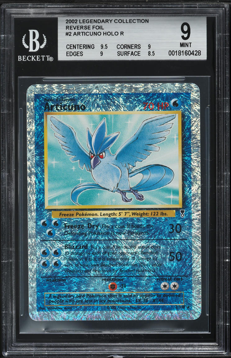 2002 Pokemon Legendary Collection Reverse Holo Articuno #2 BGS 9 MINT