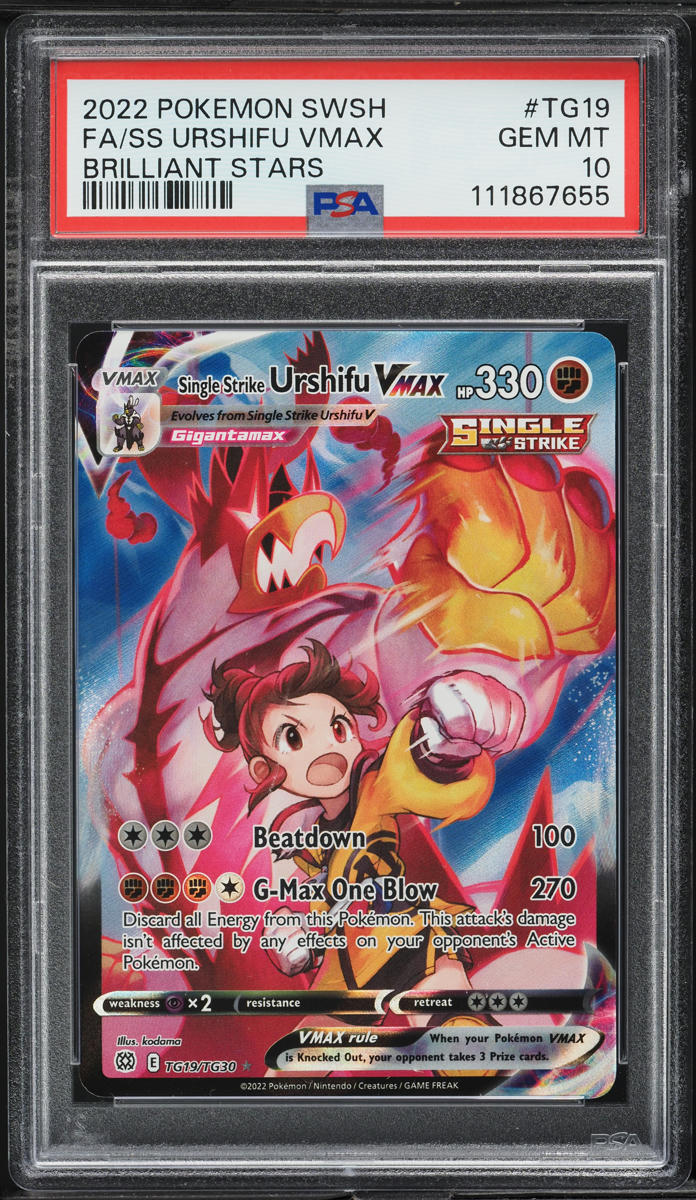 2022 Pokemon SWSH Brilliant Stars Full Art Single Strike Urshifu VMAX #TG19 PSA 10 GEM MINT