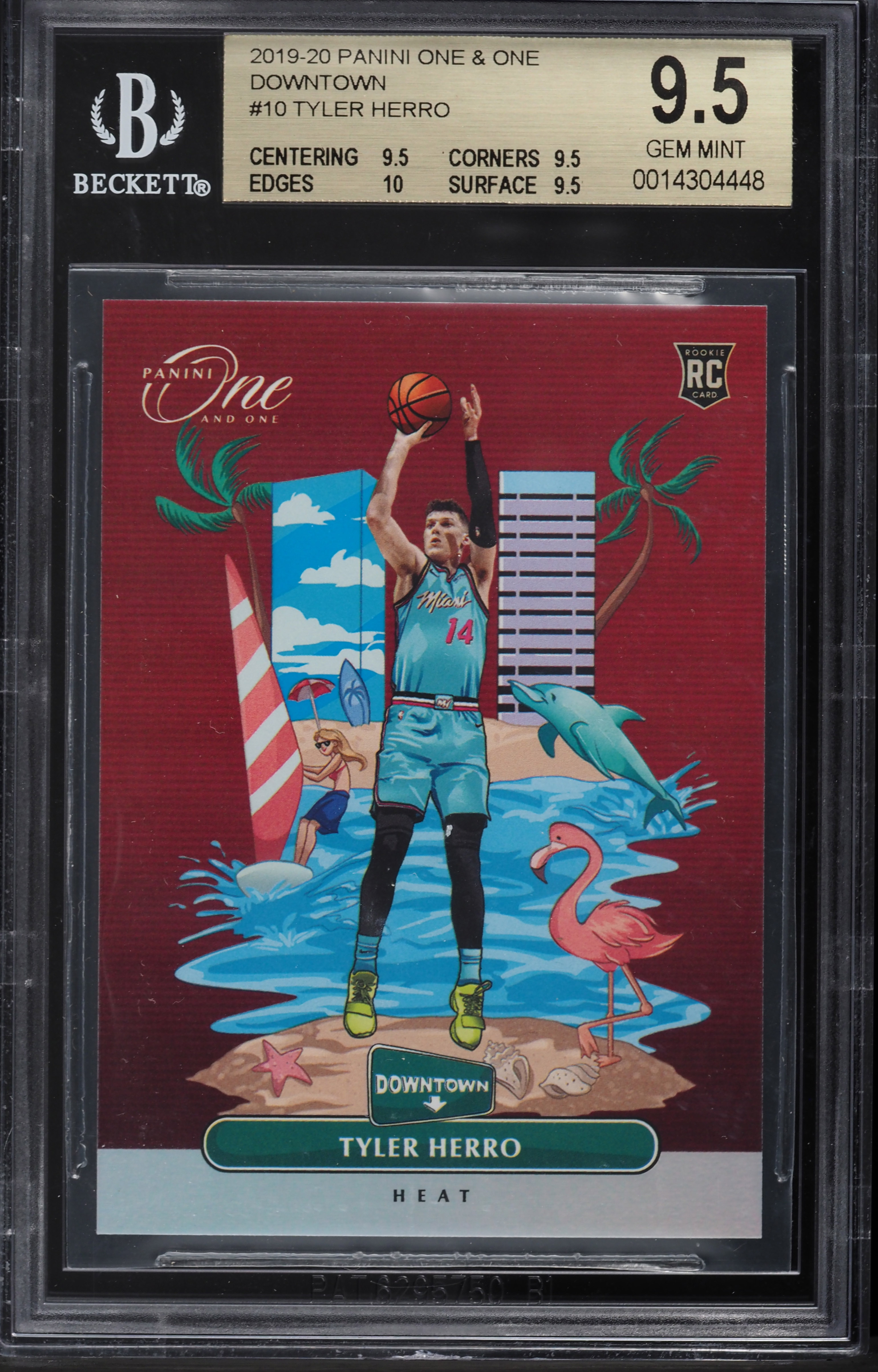 2019 Panini One and One Downtown Tyler Herro ROOKIE #10 BGS 9.5