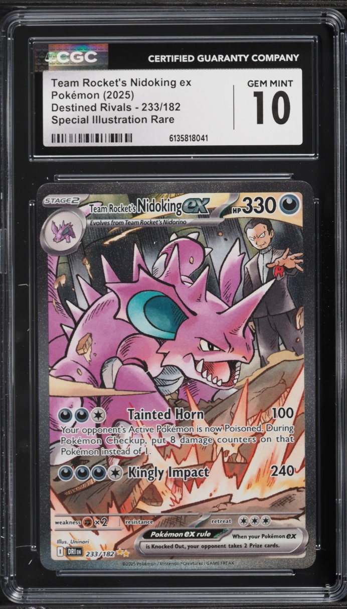 2025 Pokemon SV Destined Rivals SIR Team Rocket's Nidoking ex #233 CGC 10 GEM MINT